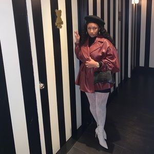 Zara faux leather maroon blazer/jacket